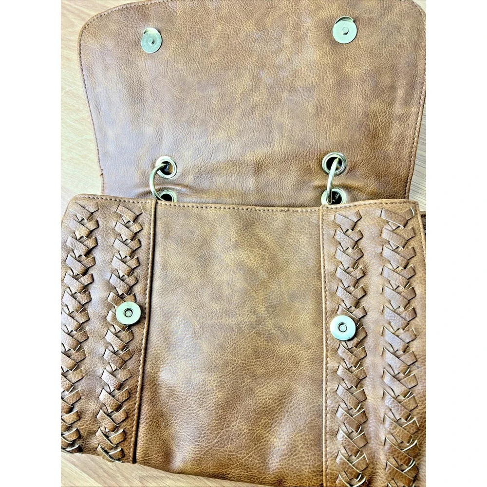Steve Madden Handbag Vegan Leather Bag Brown Purse CrossBody + Handle Boho Hippy